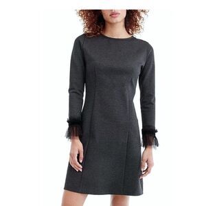 J. Crew Charcoal Gray A-Line Dress  Tulle Trim | EUC | XS